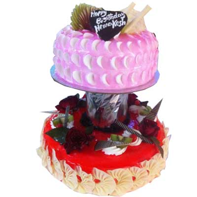 "Round shape Pineapple cake - 1kg, 25 Mixed Roses flower bunch - Click here to View more details about this Product